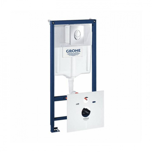 картинка Инсталляция для подвесного унитаза Rapid SL с кнопкой смыва Skate Air хром Grohe на СКС картинка Инсталляция для подвесного унитаза Rapid SL с кнопкой смыва Skate Air хром Grohe на СКС